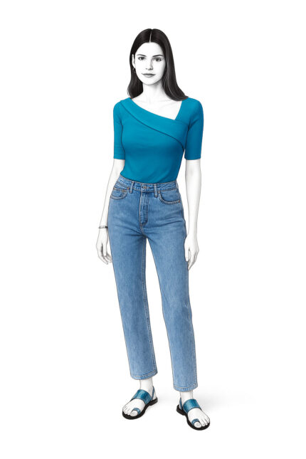 Bluse mit asymmetrischem Ausschnitt