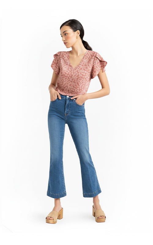 Bluse mit petal Ärmel Bluse mit petal Ärmel