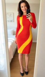 4441 - Zweifarbiges Kleid – Bild 4