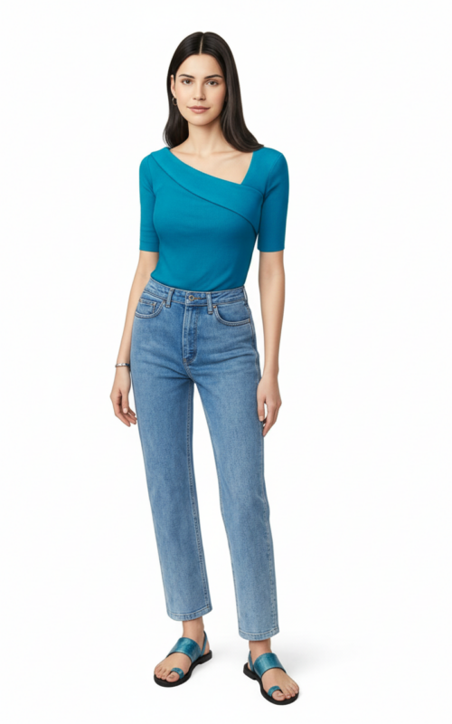 Bluse mit asymmetrischem Ausschnitt