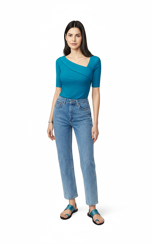 Bluse mit asymmetrischem Ausschnitt