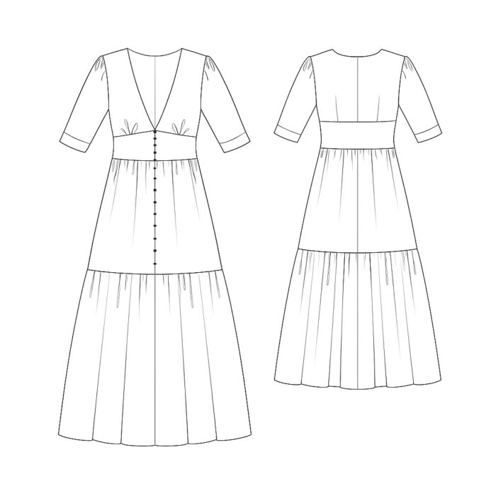 Kleid mit zweistufigem Rock Schnittmuster