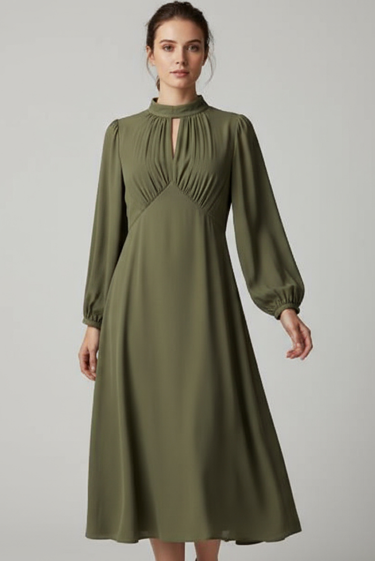 Kleid mit Falten am Oberteil Kleid mit Falten am Oberteil
