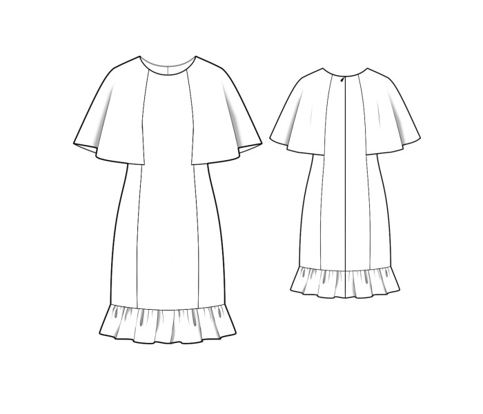 2860 - Kleid mit Flügelärmeln