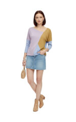 Jerseybluse mit asymmetrischem Ausschnitt