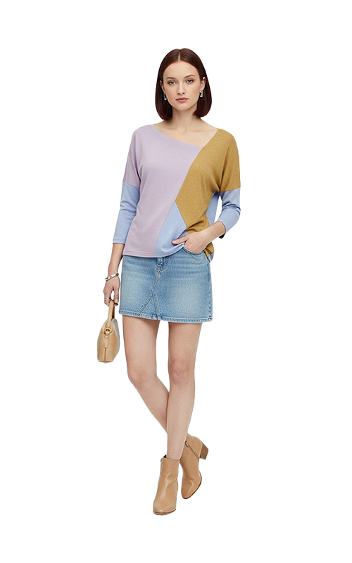 Jerseybluse mit asymmetrischem Ausschnitt