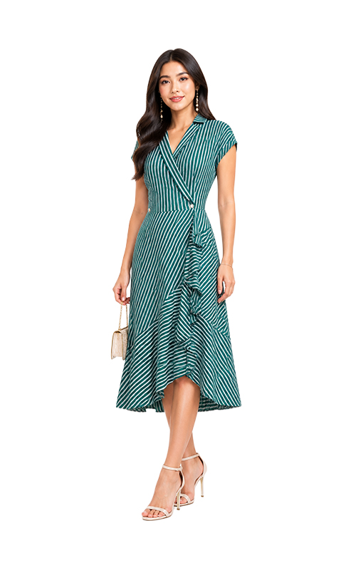 Wickelkleid mit Volantsaum